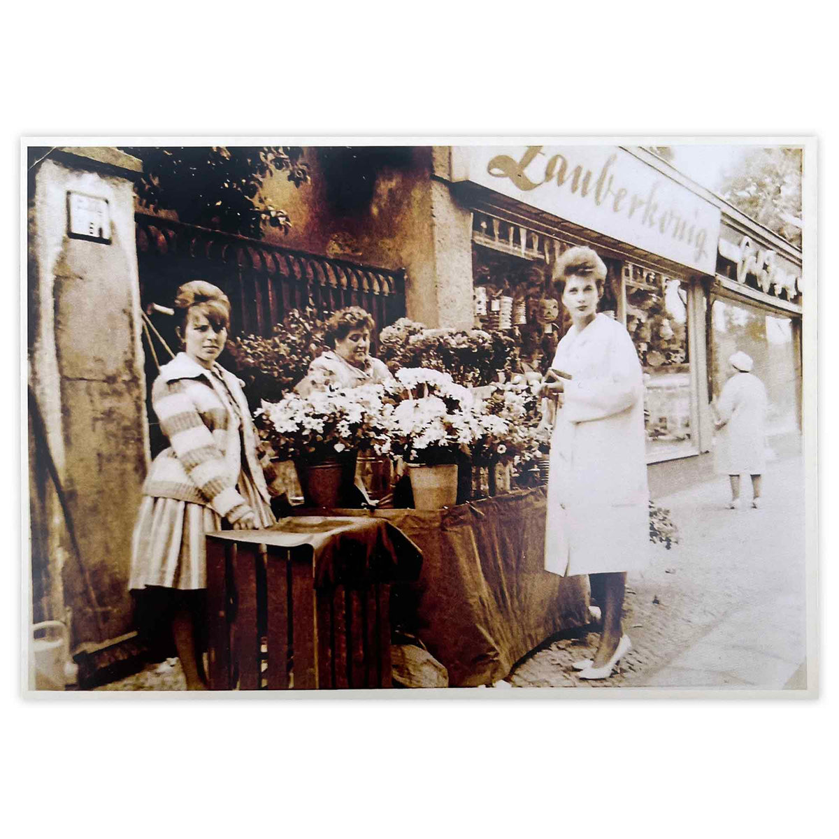 Postkarte - 50er Jahre Zauberkönig Blumenhändlerin